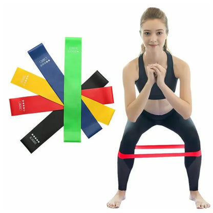 Kit 5 Mini Faixas Elásticas de Resistência para Treino, Academia e Exercícios em Casa