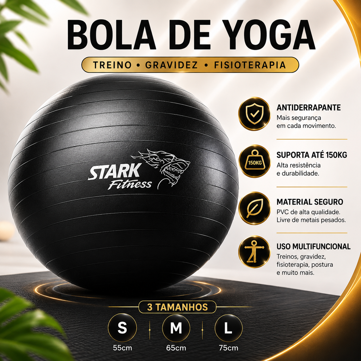 Bola de Yoga para Exercícios, Gravidez e Fisioterapia