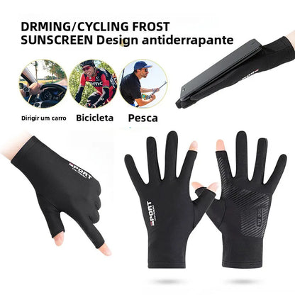 Luva Esportiva Antiderrapante com Proteção UV para Bike, Pesca e Academia