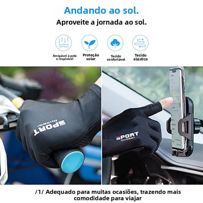 Luva Esportiva Antiderrapante com Proteção UV para Bike, Pesca e Academia