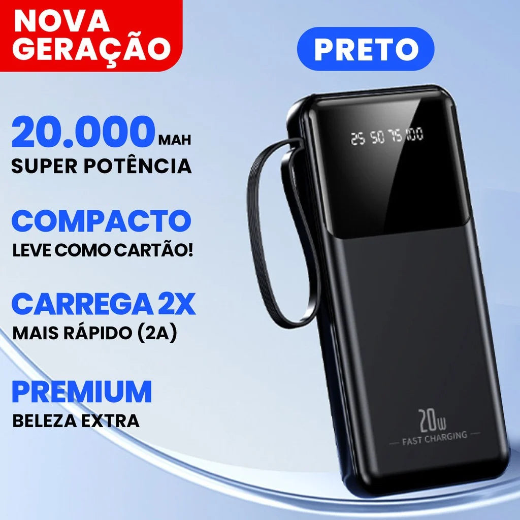 Power Bank 20.000mAh Turbo com Carregamento Rápido