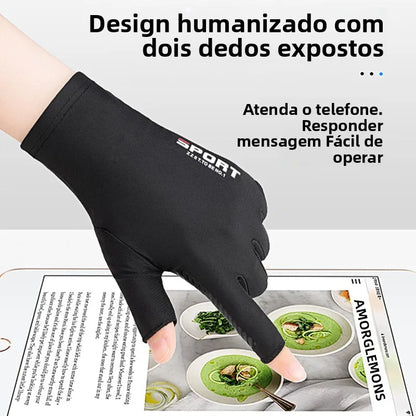 Luva Esportiva Antiderrapante com Proteção UV para Bike, Pesca e Academia
