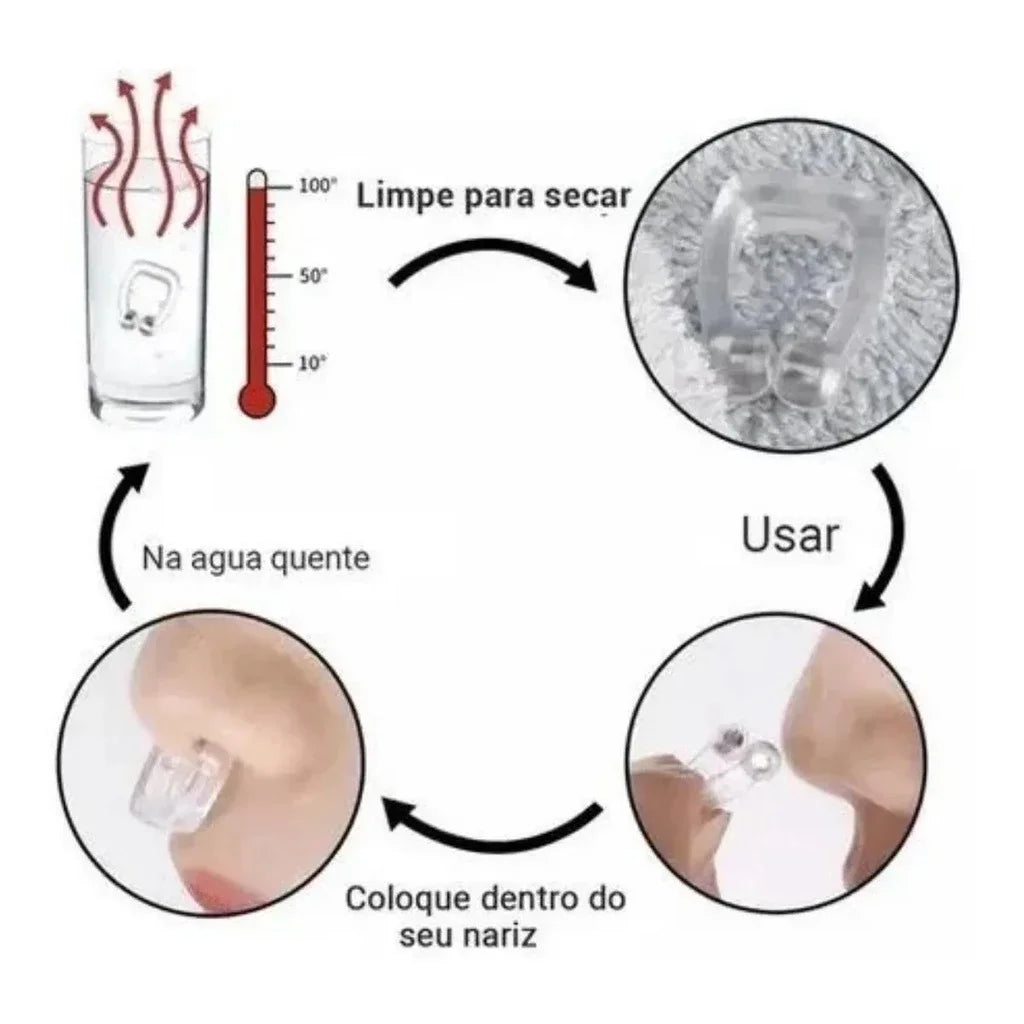 Kit com 4 Clipes Nasais Magnéticos Anti-Ronco