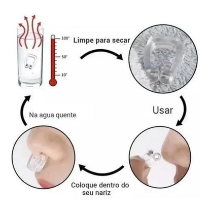 Kit com 4 Clipes Nasais Magnéticos Anti-Ronco