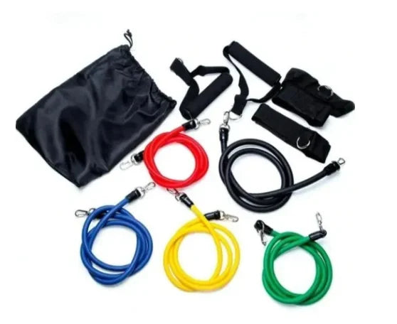 Kit 11 Elásticos Extensores para Musculação, Yoga, Pilates e Treino Funcional