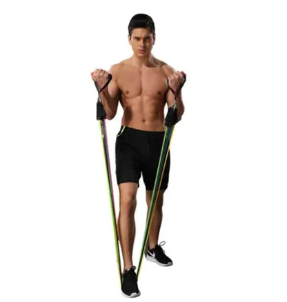 Kit 11 Elásticos Extensores para Musculação, Yoga, Pilates e Treino Funcional