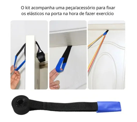 Kit 11 Elásticos Extensores para Musculação, Yoga, Pilates e Treino Funcional